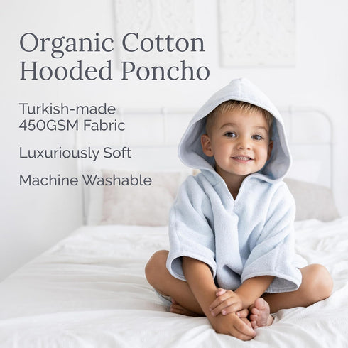100% Cozy Natemia Hooded Towel Poncho Organic Cotton - Kids & Toddler Beach Towel with Hood - GOTS Certified - Gentle