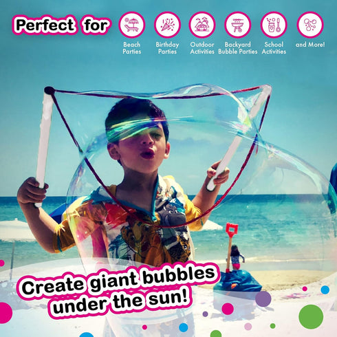 WOWMAZING Giant Bubble Kit: Unicorn - Includes Wand, 2 Big Bubble Concentrate Pouches, Outdoor Toy