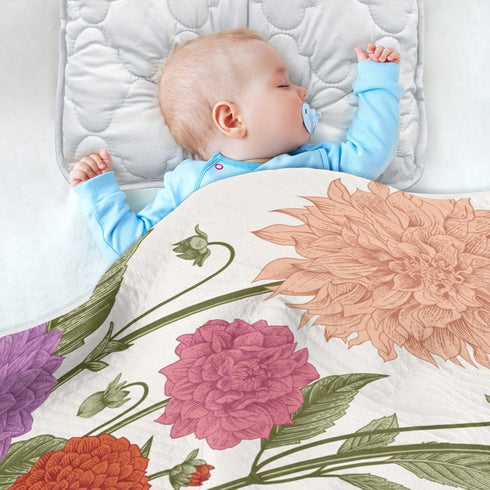 KICPOAY 30x40 Inch Swaddle Blanket for Vintage Floral Dahlia Baby Receiving Blanket Muslin Baby Swaddles Soft Cotton
