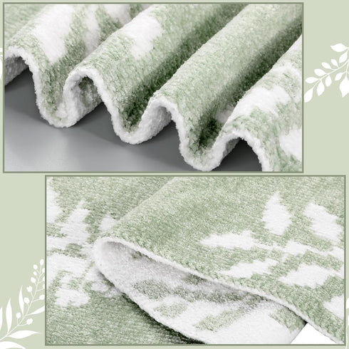 Hahafelt 40x30'' Cozy Sage Green Chenille Baby Blanket for Boy Eucalyptus Leaf Reversible Lightweight Soft Throw