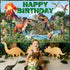 Dinosaur Birthday Decorations, Dino Happy Birthday Banner, Dinosaur Themed Party Supplies for Kids, 6 x 3.6 Feet