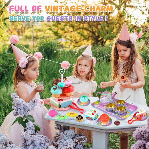 Minnot Set 3 4 5 6 Set, Unicorn Tea Party for Little Girls, Age Year Old, Toddler Kids Kitchen Pretend Play Toys