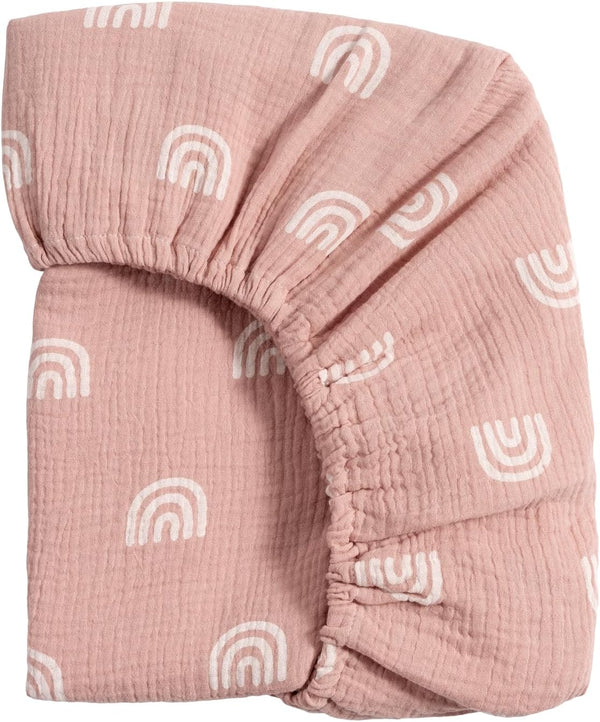 Meracorallo Muslin Mini Crib Sheet, Pack n Play Fitted Sheet, Soft and