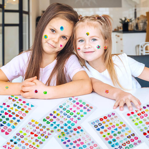 240PCS Sticker Earrings for Little Girls - 3D Gems Self-Adhesive Glitter Craft Crystal Stickers