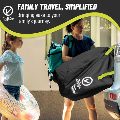 Backpack V VOLKGO Super Extra Large Stroller Bag for Airplane with Padded Shoulder Straps, Double Stroller Cover