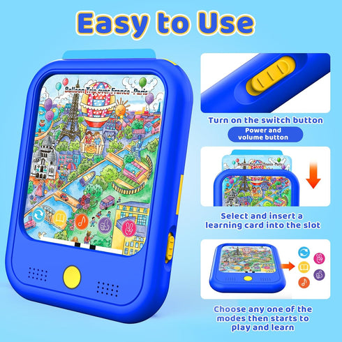 Qiaojoy 3-5 2000+ 3 4 5 6 Kids Learning Tablet Bilingual, Montessori Educational Learning Toys for Toddlers Year Olds