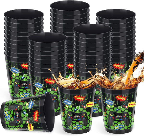 24 Pieces 16 oz Video Game Theme Cups for Kids Gamer Birthday Party Supplies (Green)
