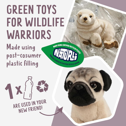 Living Nature Pug Puppy Stuffed Animal - Fluffy 6 Inches Soft Toy Gift for Kids
