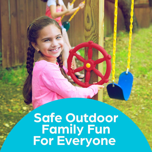 Pirate Ship Steering Wheel for Kids, Jungle Gym Kingdom Swing Set Accessories for Outdoor Playhouse & Backyard Playset