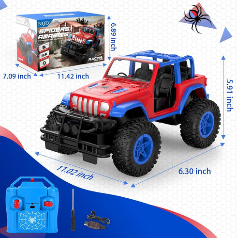 NQD Spider RC Car for Kids, 2.4GHz Off Road Truck, All Terrain SUV Jeep Toy for Boys Age 3-8 Birthday