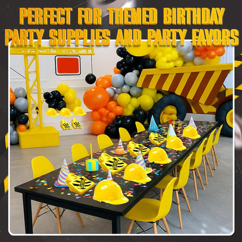 (24 Pack) (12) (12) Bedwina Construction Themed Party Supplies - Construction Party Favors Hat & Mini Tote Bag Supplies