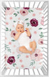 Pack Sweet Jojo Designs Burgundy Watercolor Floral Girl Fitted Mini Crib Sheet Baby Nursery For Portable Crib