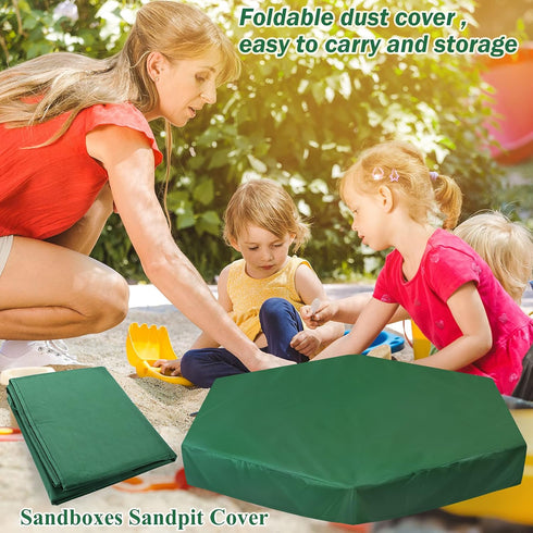 MIKIMIQI (230X200cm) Sandbox Cover, Hexagon Sandbox Sandpit Cover with Drawstring Waterproof Sandbox Pool Cover Oxford