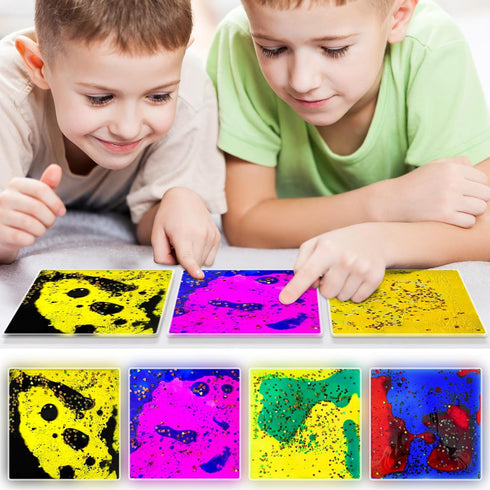 Set 12 Liquid Sensory Soft Gel Toys - of - Square Sensory Fidget Toys, Water Sensory Toys for Nursery, Playroom