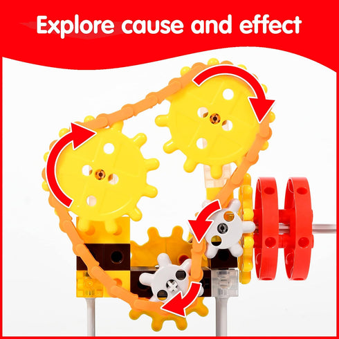 edxeducation My Gears Machine Set, 181 Pieces, Gears Toys for Kids Ages 4-8, Build Rotating Models