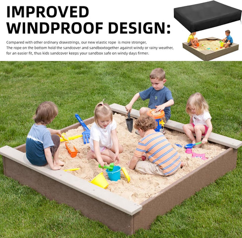 MRWiZMS Lid-60in, 420D 60"L 60"W 8"H) Sandbox Cover, Oxford Cloth Waterproof, UV Resistant and Dustproof, Suitable