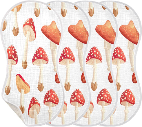 YETTASBIN Mushroom Muslin Baby Burp Cloth, Super Soft Absorbent Cotton Burp Rag Baby Bibs Feeding Cloth for Newborn