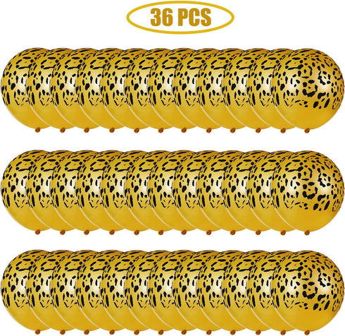 Gejoy 36 Pcs Cheetah Balloons, 12 Inch Leopard Print Balloons for Cheetah Zoo Theme Birthday Party Supplies