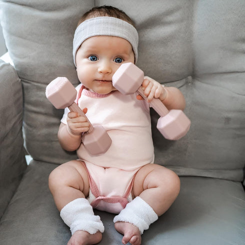 Giftty Baby Dumbbell Toy, Silicone Infant Rattle Teething Toy, Toddler Sensory Toy, Durable Safe Weight - Great Gift
