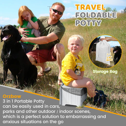 Orzbow Portable Potty Training Toilet, Travel Potty Seat for Toddler Boys Girls, Toilet Training Essentials, Foldable