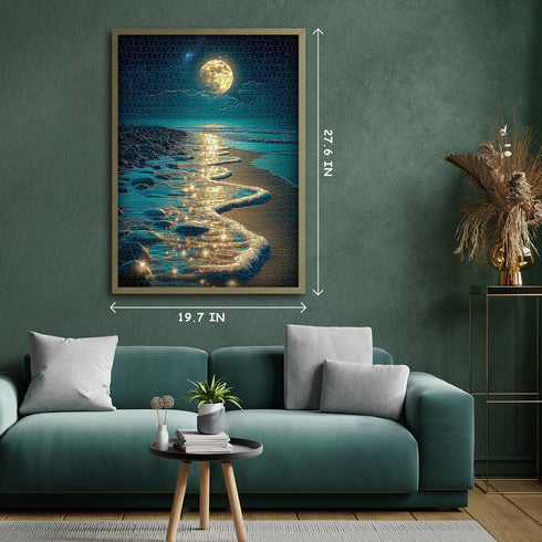 PICKFORU 1000 Beach Jigsaw Puzzle Pieces, Ocean Moon Nature Art Scenery, Colorful Magic Beach Themed Puzzle
