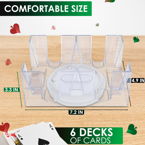 Dual Deck Revolving Card Holder - 360 Degree Poker Playing Cards Holder Canasta Card Holder Casino Accessories Acrylic Playing Card Holder for Playing Card Games - Clear Tray Poker Card Deck Holder