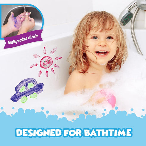 6 Pack Tub Works Bath Paint Soap Bath Toy, Bold | Non-Toxic | Washable Bathtub Paint for Finger Painting on Tub Walls |
