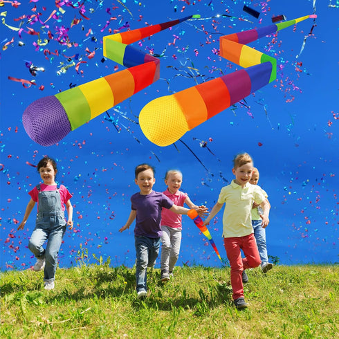 Leyndo 12 Pcs Throw and Catch Ball with Rainbow Tail - Soft Rainbow Play Balls for Games and Activities, 25.59 Inch Long