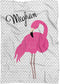 Pink Flamingo Blanket - Gray Flamingo Personalized Name Blanket