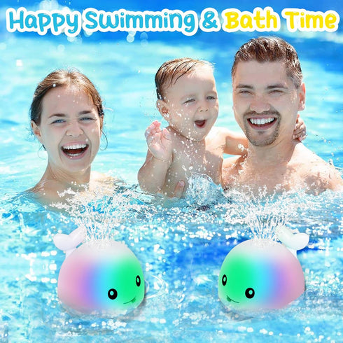 TFS TOP·FANS Whale Bath Toy - Light Up Sprinkler Bath Toys for Toddlers 1-3, Newborn Essentials, Birthday Gifts