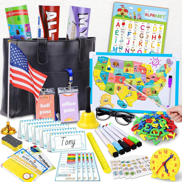 Gifts2U Pretend Play School Sets for Kids - With Teacher Bag, Whiteboard,