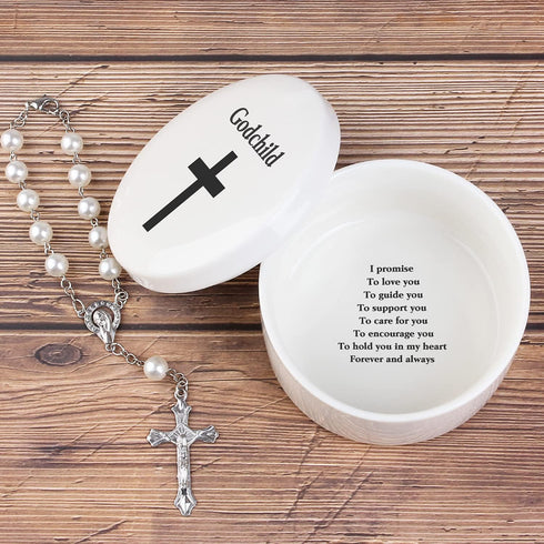 Baby Baptism Gift from Godparents, Precious Moments Keepsake for Boy Girl with Praying Cross, Baptism, Baby Shower,