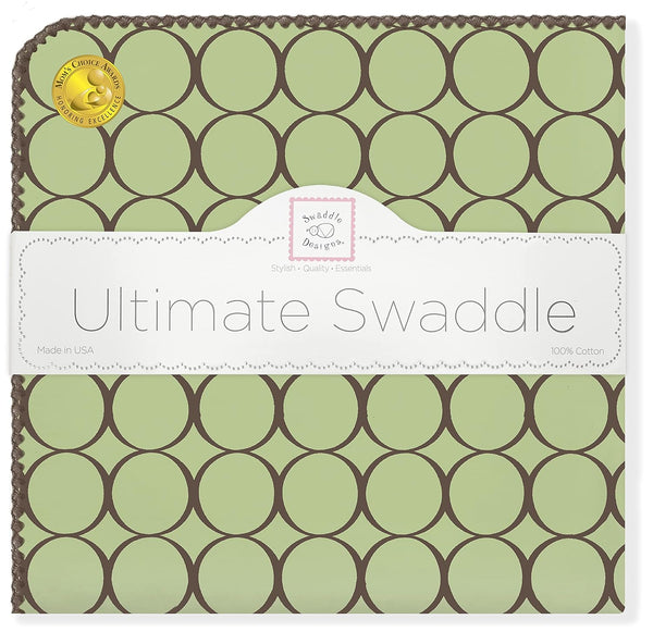 SwaddleDesigns Large Receiving Blanket, Ultimate Swaddle for Baby Boys, Girls, Softest US Cotton Flannel, Brown Mod