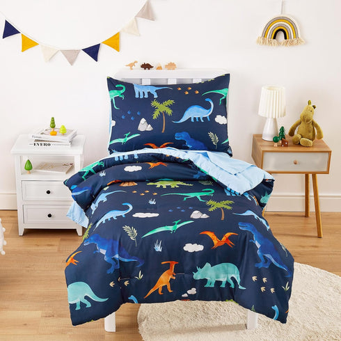 Wake In Cloud - Toddler Bedding Set for Boys, 4 Pieces Soft