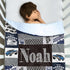 Cozy Personalized Baby Blanket for Boys, Personalized Baby Gifts, Custom Name Baby Blanket, Plush and Blanket with Navy