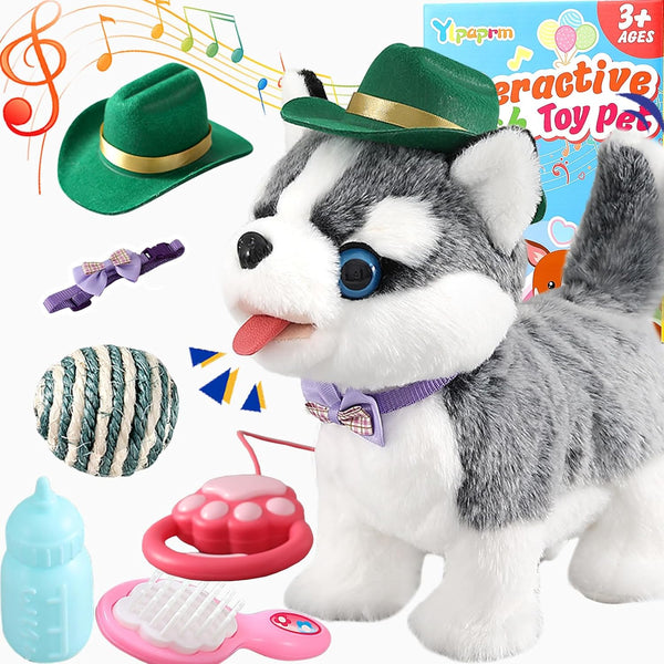 Ylpaprm Walking Husky Barking Dog Toy for Child Kid Licking Talking Puppy with