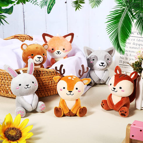 12 4'' Pcs Mini Woodland Stuffed Animals Bulk Woodland Cute Animal Plush Toys Bear Rabbit Raccoon Fox Deer for Baby