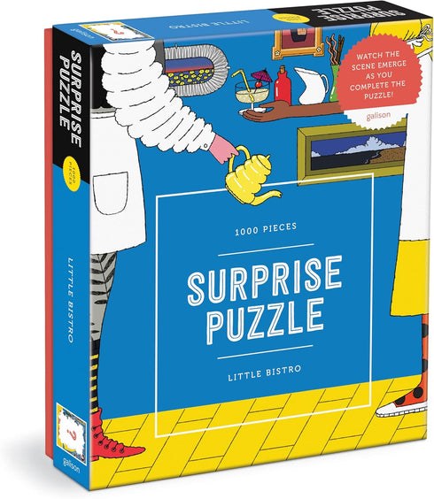 Galison 1000 Piece Surprise Puzzle - Little Bistro, Bright Bold Artwork Revealed for Adults and Families