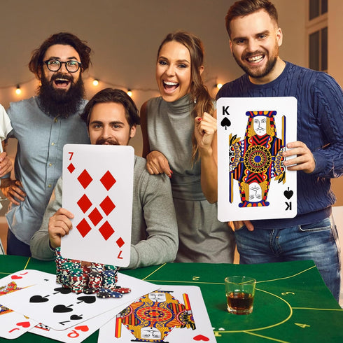 Cholemy Jumbo Playing Cards - 11 x 17 Inches Giant Deck - Large Print Oversized Full Deck for Adults Game, Party