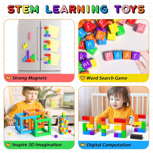 54 PCS Magnetic Blocks, Building Blocks for Toddlers 3+, Montessori STEM Educational Toys