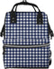 Qewfoju Navy blue Gingham 2 Pattern Diaper Bag Backpack Multifunctional Baby Bags for