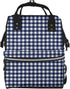 Qewfoju Navy blue Gingham 2 Pattern Diaper Bag Backpack Multifunctional Baby Bags for