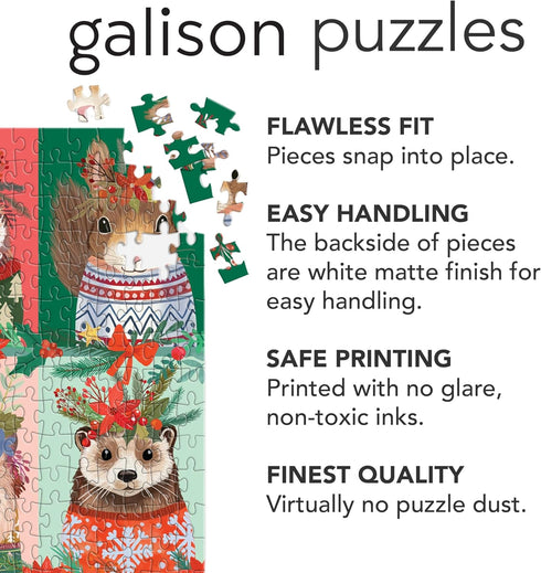 Galison Furry and Bright – 500 Piece Jigsaw Puzzle of Adorable Portraits of Furry Friends for The Holidays