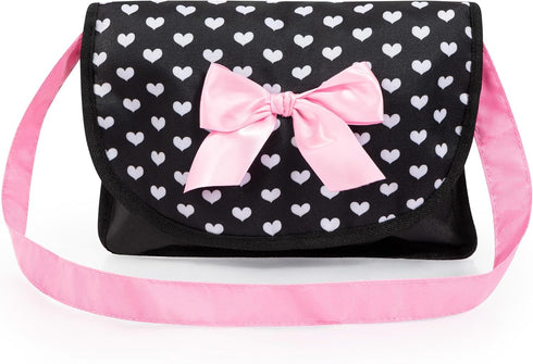 Bayer Design Dolls Travel 9 Piece Set - Black, Pink, Hearts, Accessories for Dolls Up to 18"