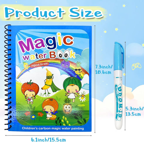 Dduolammng 12 Pack Water Coloring Books, Reusable Water Doodle Book Toys for Toddlers Educational Learning Kits