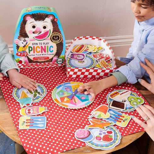 3+, 2-4 15-25 eeBoo: Spin to Play Picnic - Game for Kids, Gather Food with Friends, Preschool, Ages Players, Min