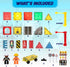 Set, 3+ 52-Piece Playmags City Construction Magnetic Tiles Building Blocks with Crane & Road Pieces, Educational STEM
