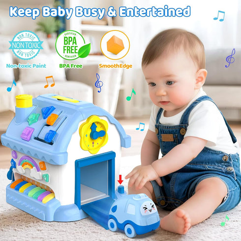 1 12-in-1 1-2, 6-12 12-18 6-24 Montessori Toys for Year Old Boy Gifts, Musical House Educational Baby Toddler Boy Toy