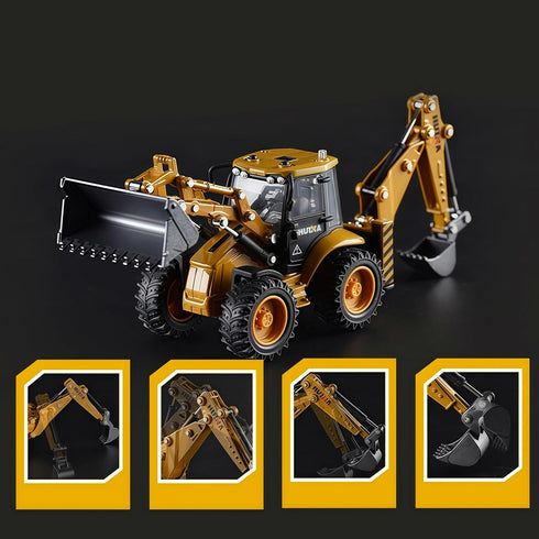 1:50 Gemini&Genius Backhoe Loader Toy for Kids, Heavy Duty Wheeled Excavator Loader Construction Vehicle Toys Scale