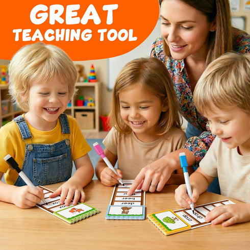 Edulok 30 Word Ladder Flip Books,Phonics Flash Cards,Word Ladders Word Family Build Book,Sight Words Reading Spelling